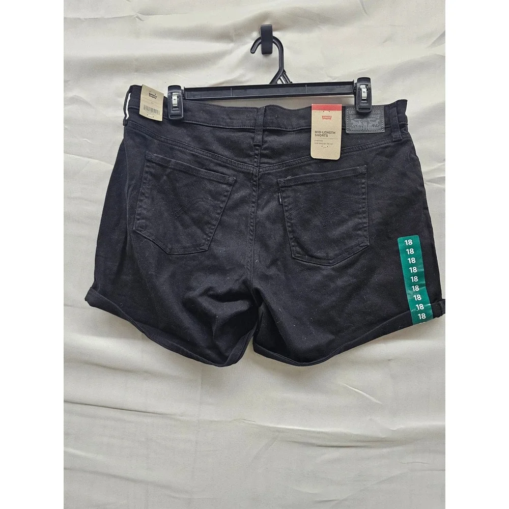 Levi's Womens Mid-Length Shorts Black Cotton Blend Casual Size 34/18